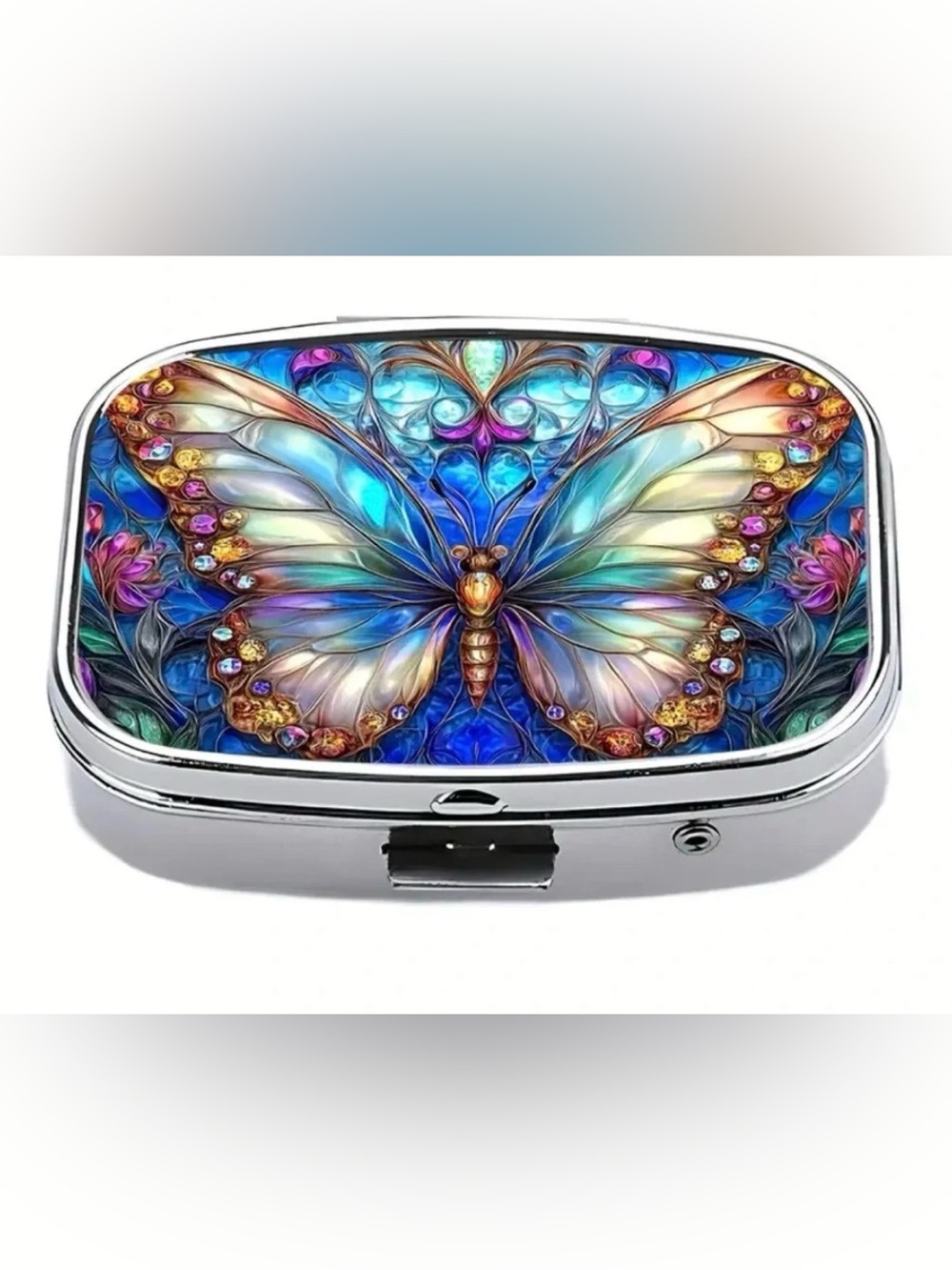 Butterfly Nature Inspired Pill Organizer 2-Compartment Compact Pill Case New
